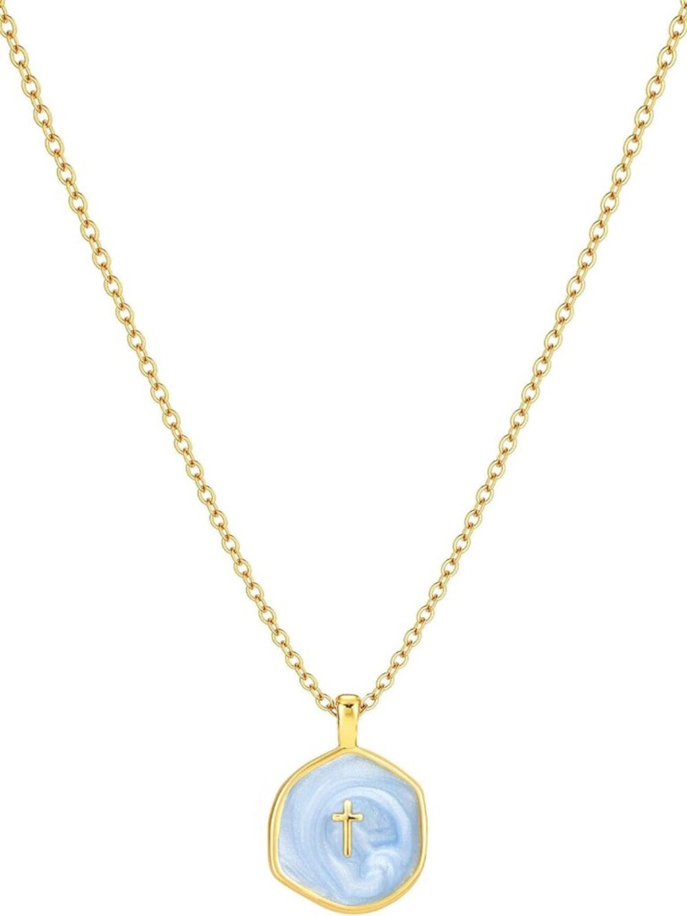 Cross Necklace for Women-Dainty Simple 14k Gold Plated Cross Pendant Cute Neckla